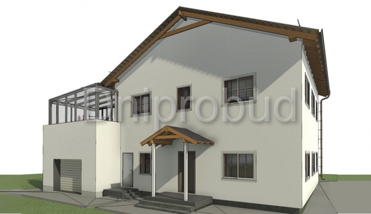 Двухэтажный дом с террасой на крыше