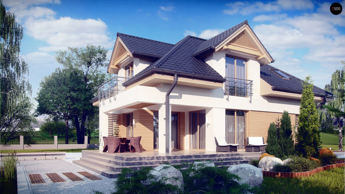 Проєкт будинку U284 P - З мансардним поверхом дома у Києві