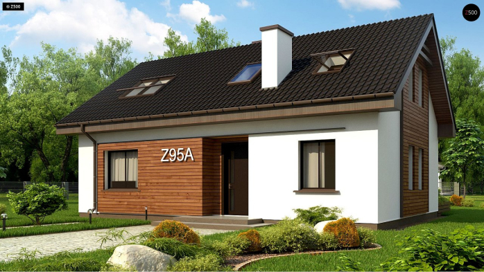 Проєкт будинку U95 A - З мансардним поверхом дома у Києві