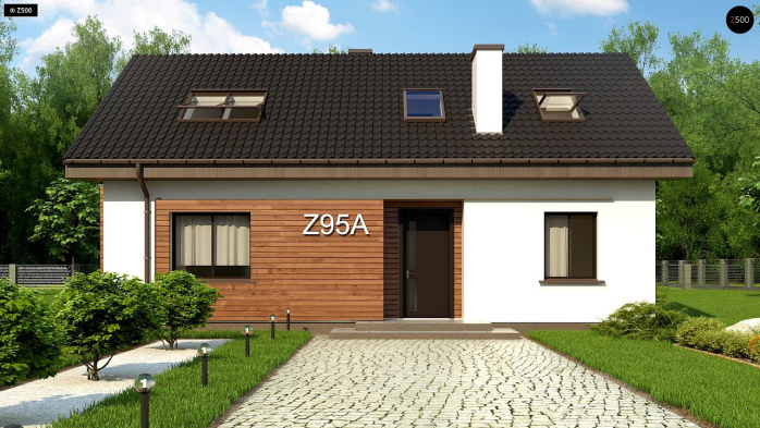 Проєкт будинку U95 A - З мансардним поверхом дома у Києві