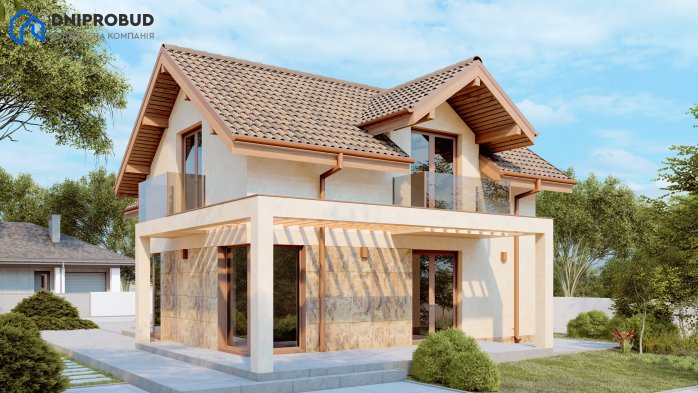 Проєкт будинку DB 56 - З мансардним поверхом дома у Києві