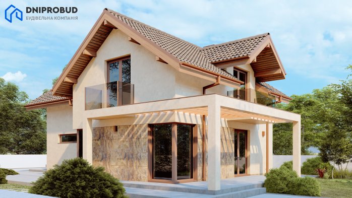 Проєкт будинку DB 56 - З мансардним поверхом дома у Києві