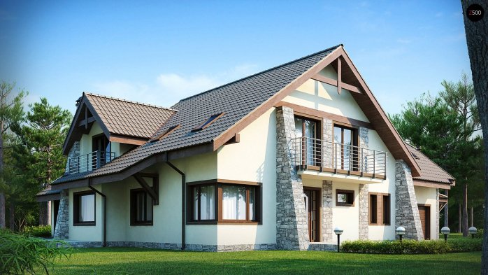 Проєкт будинку U59 - З мансардним поверхом дома у Києві