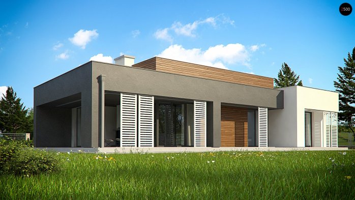 Проект дома Ux65 + - 4 Одноэтажные дома в Киеве