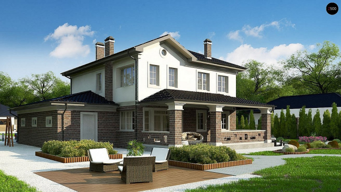 Проект дома Uu2 L + pk - 4 Двухэтажные дома в Киеве