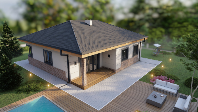 Проект дома Db 38 - 4 Одноэтажные дома в Киеве