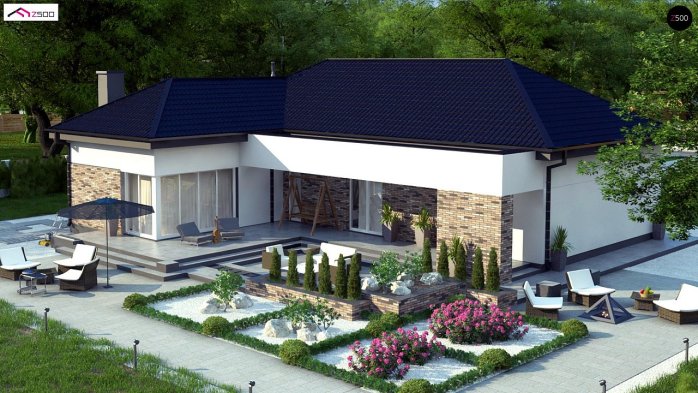 Проект дома U277 - 4 Одноэтажные дома в Киеве