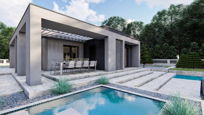 Проект дома Ux84 - 5 Одноэтажные дома в Киеве