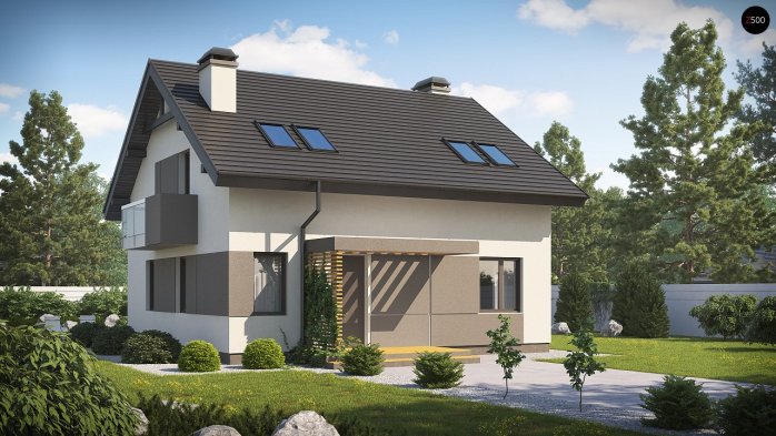 Проєкт будинку U65 v2 - З мансардним поверхом дома у Києві