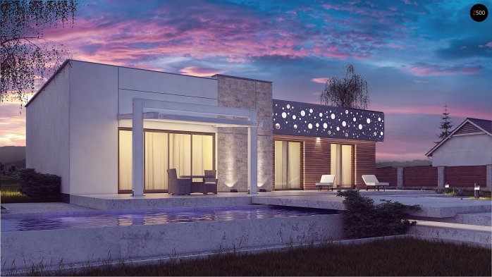 Проект дома Ux115 - 4 Одноэтажные дома в Киеве