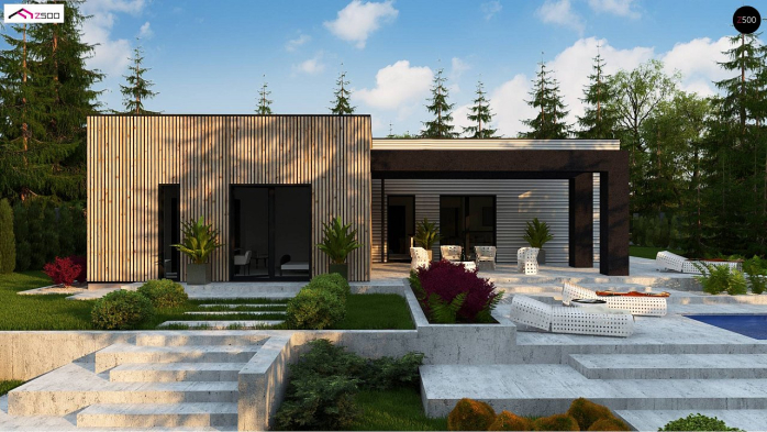 Проект дома Ux161 - 4 Одноэтажные дома в Киеве