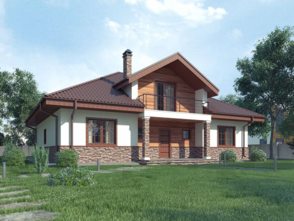 Проект дома U10 stu bk v1 pk - 1 С мансардным этажом дома в Киеве