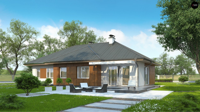 Проект дома U307 - 4 Одноэтажные дома в Киеве