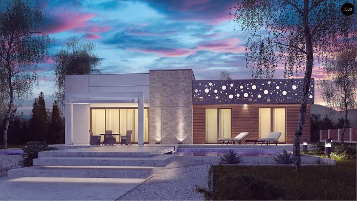 Проект дома Ux115 - 3 Одноэтажные дома в Киеве