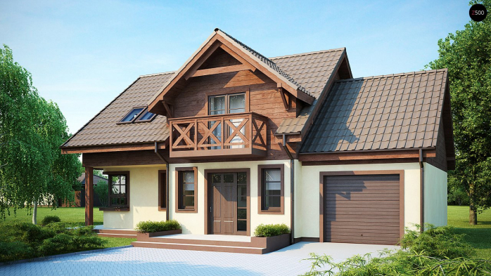 Проект дома U33 - 1 С мансардным этажом дома в Киеве