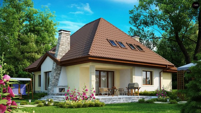 Проєкт будинку U48 - З мансардним поверхом дома у Києві