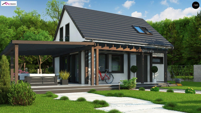 Проект дома U211 v2 tz - 1 С мансардным этажом дома в Киеве