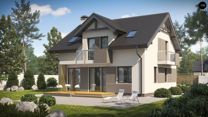 Проєкт будинку U65 v2 - З мансардним поверхом дома у Києві