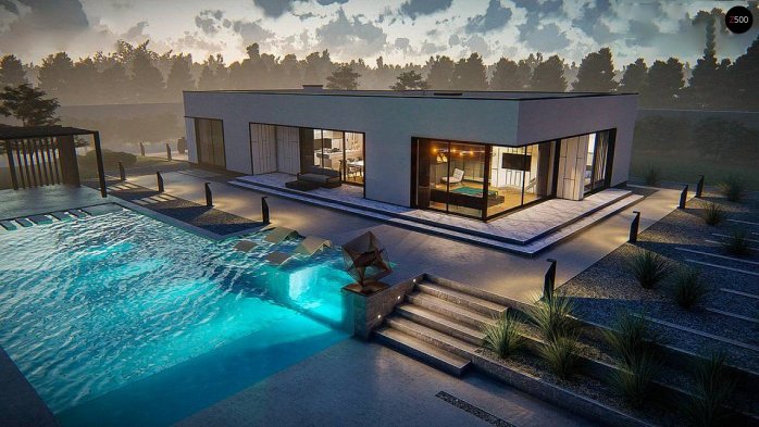 Проект дома Ux88 - 3 Одноэтажные дома в Киеве