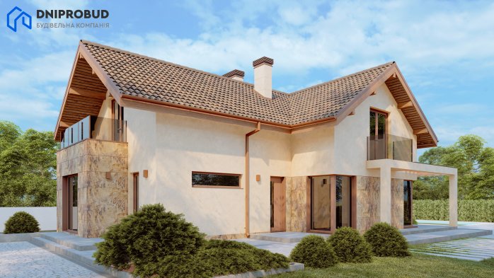 Проєкт будинку DB 56 - З мансардним поверхом дома у Києві