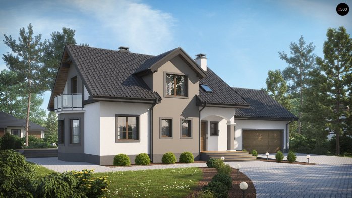 Проект дома U28 L GP2 - 1 С мансардным этажом дома в Киеве