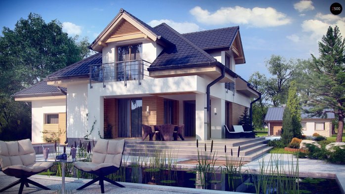 Проект дома U284 PK - 2 С мансардным этажом дома в Киеве