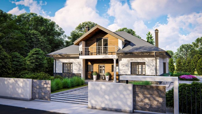 Проект дома Uu10 stu bk - 1 С мансардным этажом дома в Киеве