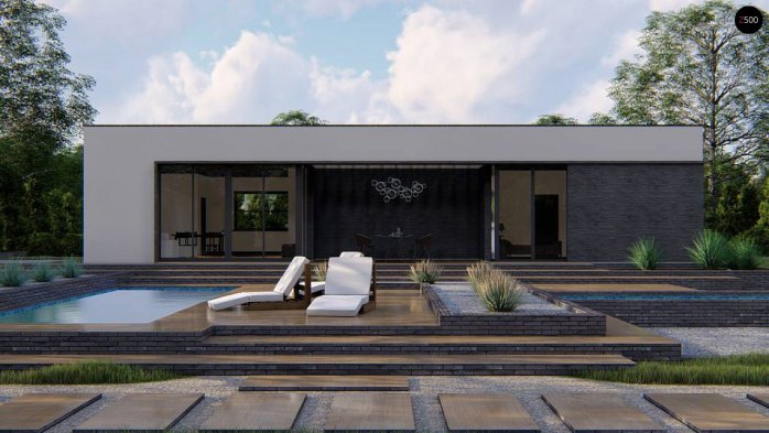 Проект дома Ux149 - 4 Одноэтажные дома в Киеве