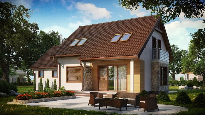 Проект дома U102 GP - 2 С мансардным этажом дома в Киеве