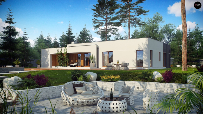 Проект дома Ux102 - 4 Одноэтажные дома в Киеве