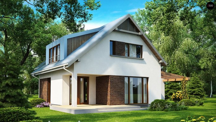 Проєкт будинку Ux23 - З мансардним поверхом дома у Києві