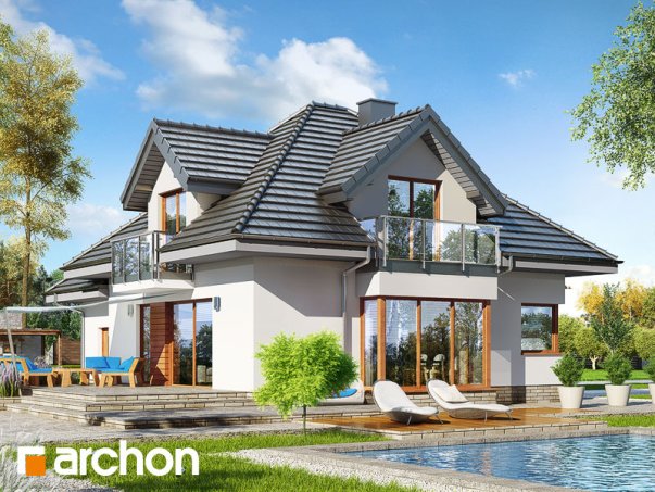 Проект дома Дом в нектаринах (H) - 2 С мансардным этажом дома в Киеве