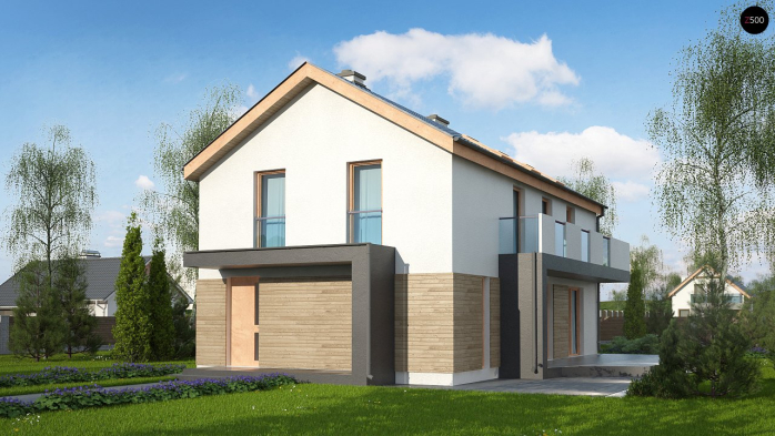 Проект дома Ux60 BG - 1 С мансардным этажом дома в Киеве