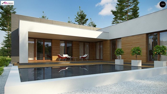 Проект дома Ux133 - 4 Одноэтажные дома в Киеве