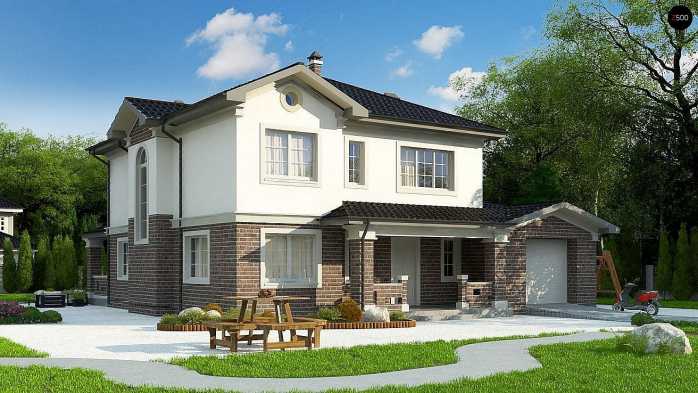 Проект дома Uu2 L + pk - 3 Двухэтажные дома в Киеве