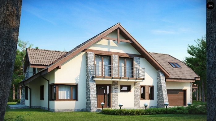 Проєкт будинку U59 - З мансардним поверхом дома у Києві