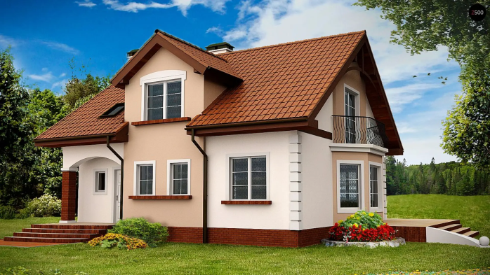 Проект дома U28 V1 - 1 С мансардным этажом дома в Киеве