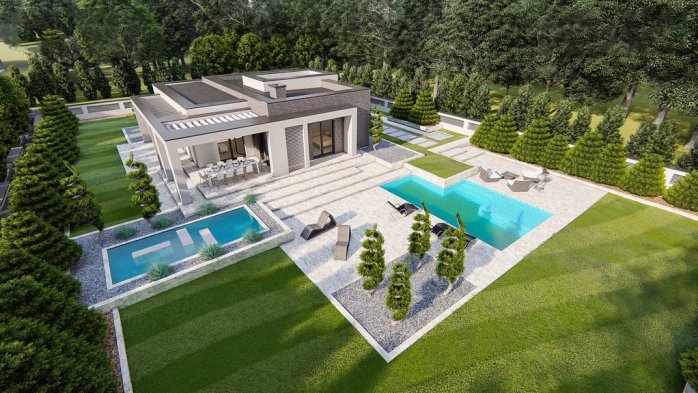 Проект дома Ux84 - 3 Одноэтажные дома в Киеве