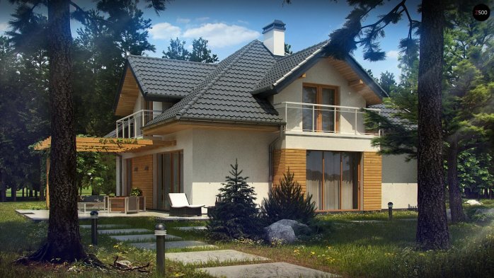 Проєкт будинку U270 A PK - З мансардним поверхом дома у Києві