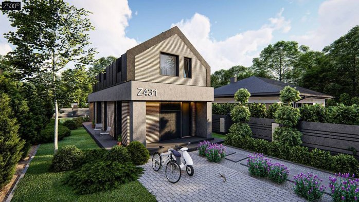 Проєкт будинку U431 v1 - З мансардним поверхом дома у Києві