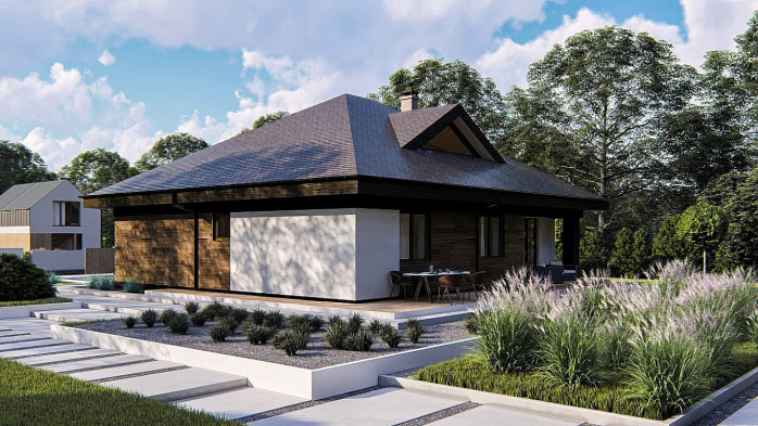 Проект дома Uu230 V1 - 2 Одноэтажные дома в Киеве