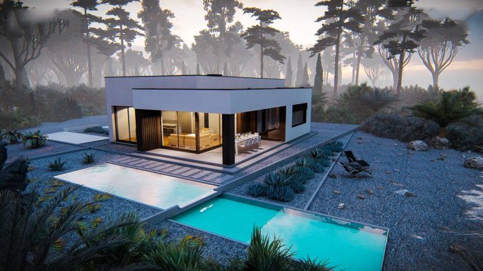 Проект дома Ux211 - 4 Одноэтажные дома в Киеве