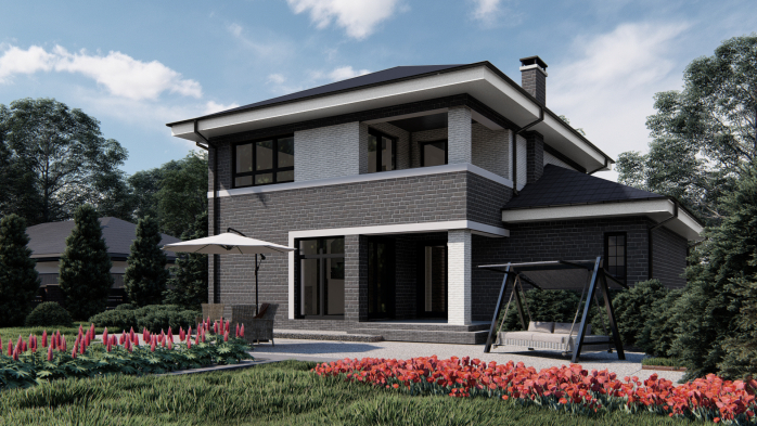 Проект дома Ux24 k - 8 Двухэтажные дома в Киеве