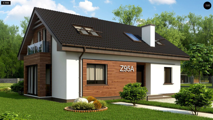 Проєкт будинку U95 A - З мансардним поверхом дома у Києві