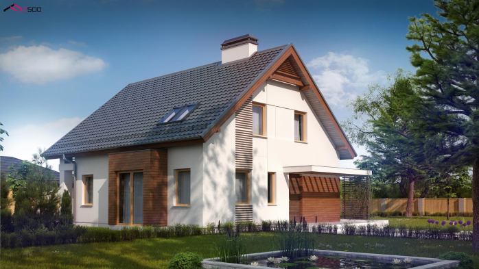 Проект дома U166 PK - 4 С мансардным этажом дома в Киеве